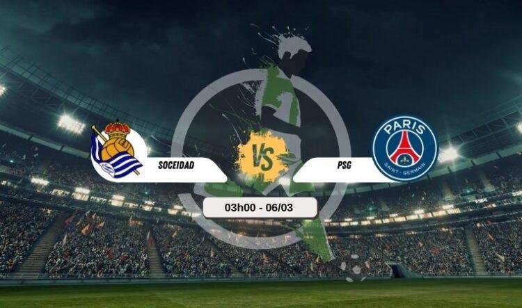 Trực tiếp bóng đá Sociedad vs PSG 03h00 6/3